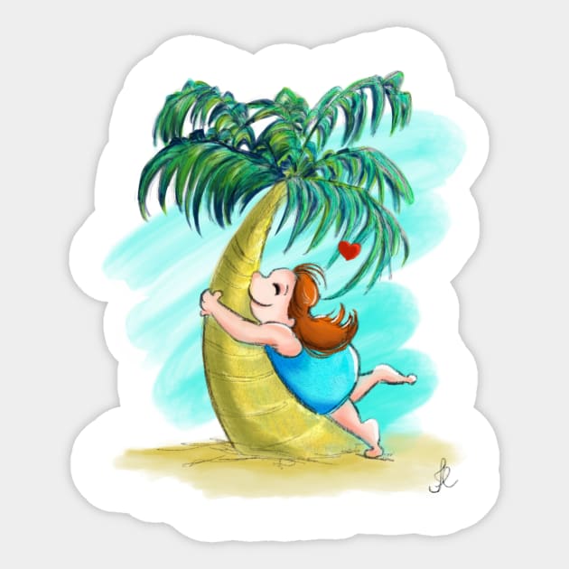 Hug a Palm Tree Sticker by Fernanda Campos